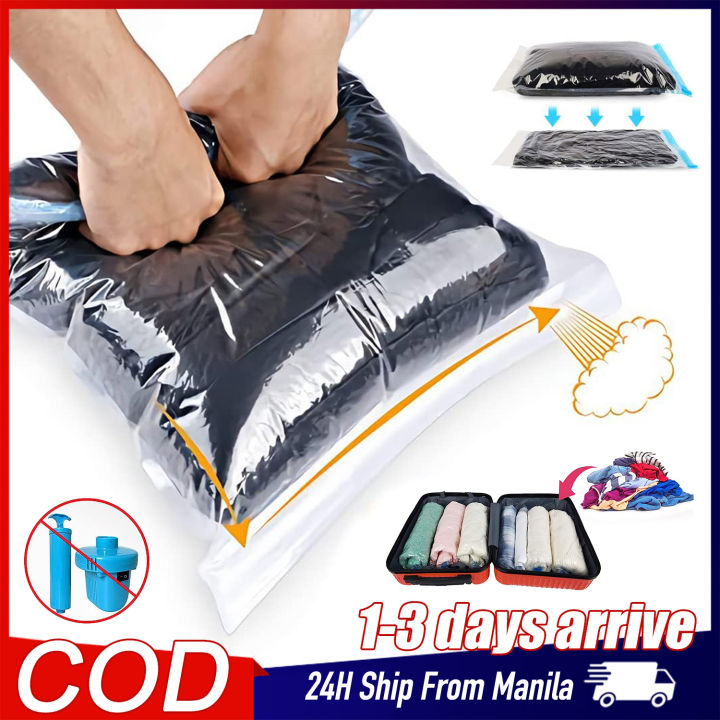 Vacuum Bag Compression Bags Hand Roll Reusable Vacuum Storage Bags For  Clothes Travel Space Savers No Need Pump Lazada PH