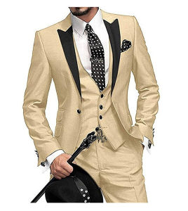 3 Piece Green Mens Suit Notch Lapel 2 Buttons Slim Fit Blazer Vest Pant Set Breathable Lightweight For Groom Business Casual