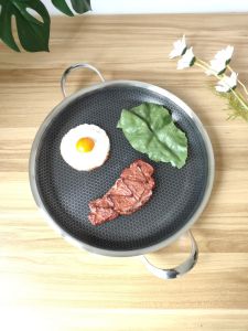 ช็อคเมน 18/10 กระทะสแตนเลสไม่ติดโมเดิร์น เรียบง่าย สไตล์ 30 ซมสำหรับสเต็กอาหารทะเลใช้งานร่วมกับแก๊สและเตาไฟฟ้า