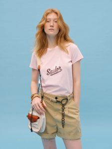 SHEITAOZI | Letter Printed Hemp T-shirt