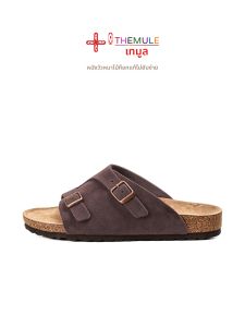 THEMULE | Thick Leather Wide Band Cork Bottom Slipper