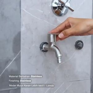 Kran Air Engkol Stainless Steel 1/2 inch Kuat Keran Cuci Piring Wastafel Tembok Kamar Mandi Shower