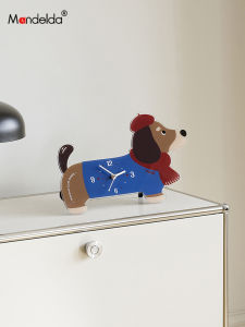 Mandelda Creative Dog Shaped Table Clock Living Room TV Cabinet Decorative Item Desktop Display Clock Home Decoration Accessories