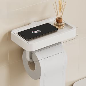 Bathroom Tissue Holder Toilet Paper Box Storage Rack Toilet Roll Holder No Drilling Required Nordic Style Pure Color Design