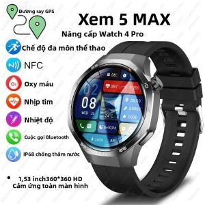 Đồng Hồ Thông Minh 5 MAX HD AMOLED Màn Hình Mới Năm 2025 Tích Hợp NFC GPS Bluetooth Gọi Điện Chống Nước Theo Dõi Sức Khỏe Dành Cho Nam Và Nữ