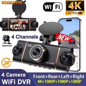 New 4CH Car DVR UHD 4K 1080P Car Dash Cam 360° WIFI APP Video Recorder Front With Rear View Night Vision 4K Black Box