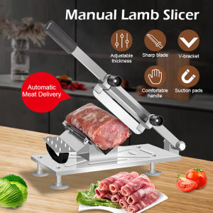 Manual Meat Slicer Cutter Bacon Beef and Mutton Roll Slicer Frozen Meat Planing Machine for Household Commercial
