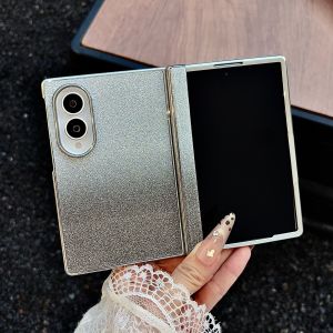 szhaiyu | Glitter Gradient Plated Frame Case for Samsung Z Fold 8 Ultra Fold8 Wide Galaxy Z Fold 7 PU Leather Hinge Protective Phone Cover