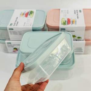 SKU173- Bộ 3 hộp nhựa Hokori  đựng thực phẩm tủ lạnh nắp nhựa dẻo không giòn gãy.