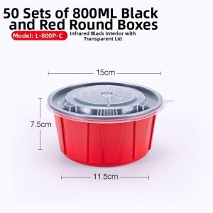 LABAHUA | Disposable Red Soup & Noodle Containers Round with Lids