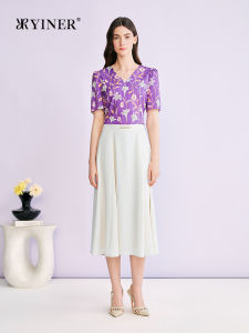 YINER | Elegant V-Neck Silk Puff Sleeve Top Summer New
