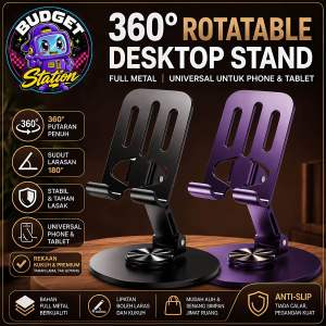 360° FULL METAL ROTATABLE DESKTOP PHONE STAND PEMEGANG TELEFON & TABLET UNIVERSAL