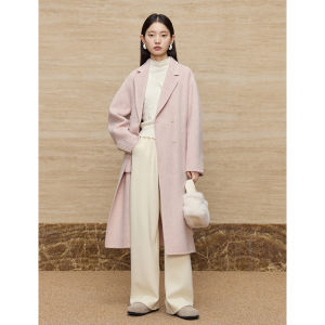 Petite Pink Double-sided Wool-Cashmere Coat