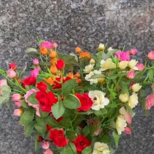 Cành Hoa Hồng 6 Bông 8 Búp 2 Nụ Cao 68cm Trang Trí Phòng Decor Để Bàn