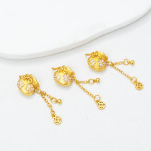 Handmade Copper Plated Sand Gold Color Drop Oil Tassel Coin Small Pendant DIY Bracelet Necklace Earring Jewelry Accessories