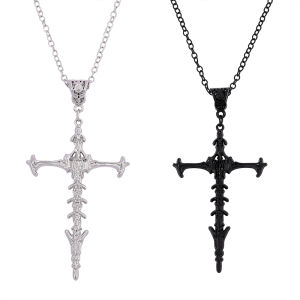 Bandai | Diablo Skull Skeleton Cross Pendant Necklace Vintage Fashion Old Fashionable Mens Necklace