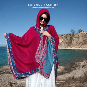 CAIENGE | Bohemian Style Hooded Poncho
