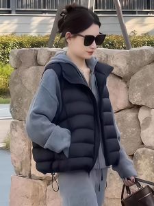 Fashion Quilted Down Vest Women Winter New Black