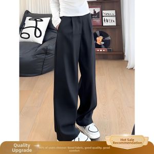 High Waist Straight Leg Flared Slacks Slimming Draping Pants