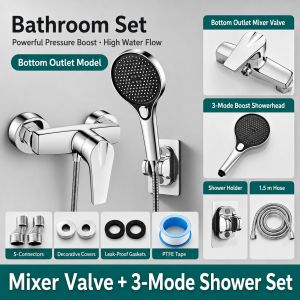 Thickened Brass Shower Mixing Valve Wall Mounted Bathroom Faucet 9-Layer Anti-Rust Finish Hot Cold Water Mixer Tap 2-Way Valve
