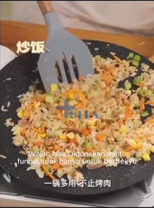 Wajan konduksi anti Lengket 34cm Bonus Jepitan + kuas/ wajan Grill BBQ Korea Anti Lengket 34cm