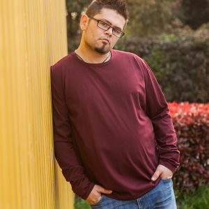 Davmee Long Sleeve plus Size Instagram Fat Guy Hong Kong Style Fashion T-shirt