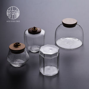 Portable Sealed Glass Tea Canister Love Line Japanese Hammered Pattern Mini Storage Jar Transparent Tea Warehouse Vintage Style