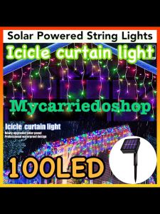 Icicle Lights 100 Led Solar Fairy String Lights Eaves Decor Outdoor Curtain Wedding Party Hallowee Stair Christmas mall