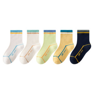 MiiOW | ถุงเท้าเด็กผ้าฝ้ายแท้ครึ่งแข้งแบบสวมสำหรับฤดูใบไม้ผลิและฤดูใบไม้ร่วง ถุงเท้าเด็กชาย ดูดซับเหงื่อ ป้องกันกลิ่น ไร้ตะเข็บ เหมาะกับเด็กโต