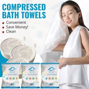 Ready Stock COD Compressed Bath Towels: Compact Multi-Function Travel Towel 140 x 70 cm