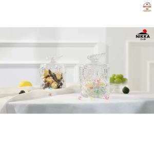 Set 2 hũ đựng mứt thủy tinh hũ đựng kẹo cao cấp hũ decor bàn trà hũ hồ điệp hũ đựng bánh kẹo Nikka