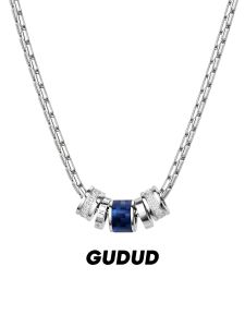 GUDUD | Elegant Klein Blue Minimalist Long Mens Necklace