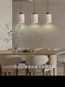 Đèn Treo LED Đá Travertine Màu Vàng Kiểu Nhật Bản Chất Liệu Gỗ Dùng Cho Phòng Khách Phòng Ăn Phòng Ngủ
