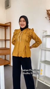 Blouse Kemeja Renda Terbaru Bahan Polo Linen