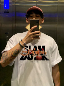 Casual American Style Basketball Print Loose Fit Cotton T-Shirt Short Sleeve Youth Fashion Summer High Street Pure Cotton Tee Shirt