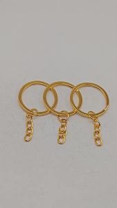 〔MAX-22〕50/100Pcs Flat Metal Key Ring With Chain Gold Key Holder Pendant For DIY Keychain Craft