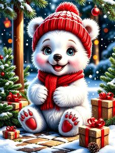 HUACAN Diamond Mosaic Kits Bear Winter Animal Full Square Round Drill Diamond Painting Christmas Gift Home Decor Handicrafts