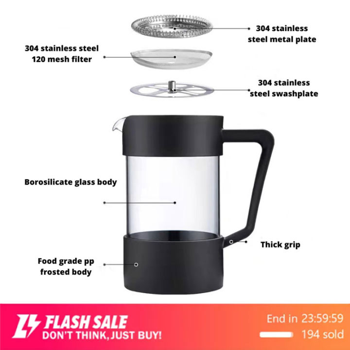 High Quality 350ml 600ml 1000ml French Press Coffee Maker With high-quality-350ml-600ml-1000ml-french-press-coffee-maker-with
