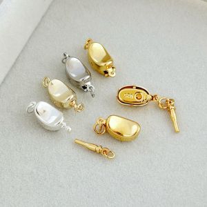 Handmade DIY Pearl Necklace Bracelet Clasp Vacuum Tube Buckle Color Retention Strong Alloy Moon Buckle Coin Insertion Clamp