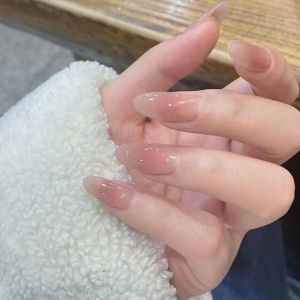 [Sunset] 2024 New Arrival Handmade Blush Short Wear Nail Red Oval Nude Manicure Fancy Fall and Winter