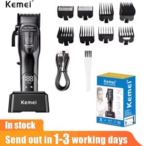 Kemei ปัตตาเลี่ยนไฟฟ้าพร้อมแท่นชาร์จ USB อุปกรณ์ปัตตาเลี่ยน