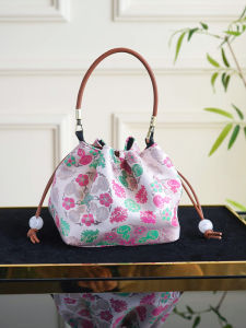 Colorful Silk Feng Lu Tote Bag Traditional Chinese Style Womens Handbag High-End Tussah Silk Dumpling Shape Shoulder Bag
