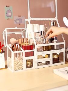 OutingSG®Stackable Skincare Storage Box Large Capacity Cosmetics Organizer with Dust Cover