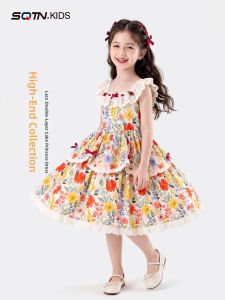 SQTN.KIDS | Summer New Rich Girl Feel Princess Dress for Older Girls