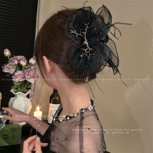 NING ZHOU | Lace Rhinestone Bow Large Hair Clip