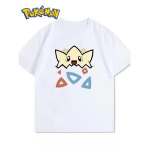Bandai | Mens New Pokémon Pocket Game Togepi Summer New Printed T-Shirt Mens and Womens Street Loose Casual Short Sleeve Top