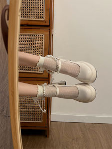 White Mary Jane Shoes Womens 2025 New Spring High Heel Main Wedding Dress Fairy Shoes Thick Heel Single Shoes Korean Style Ribbon