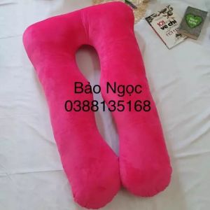 Gối bầu-Gối chữ U- Gối đa năng cho bà bầu(vải nhung mịnvải xôvải polyvải cottong 100%) tặng thêm bông dự phòng
