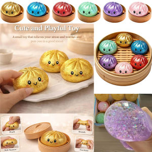 Realistic Giant Dumpling Squeeze Toy with Bamboo Steamer Stress Relief Toy for Adults and Students Gift
