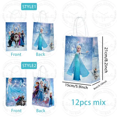 Hasbro | Frozen Queen Theme Party Gift Bags Elsa Kraft Paper Goodie Bags with Handles Baby Shower Birthday Party Favor Bags Party Decor